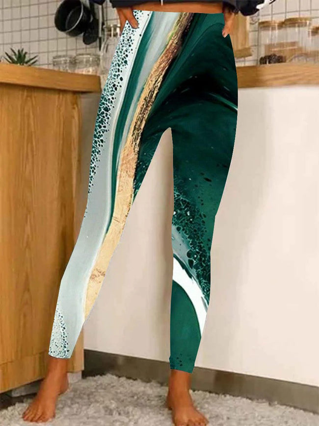 Womens Marble Print Stretch  Leggings