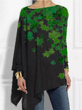 Women's Clover Print Asymmetric Top