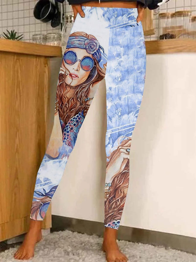 Women's  Boho Print Casual Stretch Pants Leggings