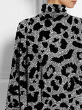 Women's Leopard Print Casual Turtleneck Top