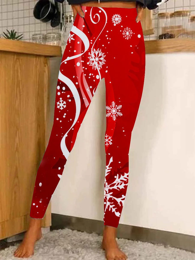 Women's Christmas Print  Casual Stretch Pants Leggings