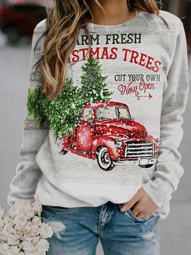 Women's Vintage Merry Christmas Print Casual Sweatshirt