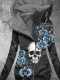 Women's Winter Punk Skull Print Casual Track Jacket