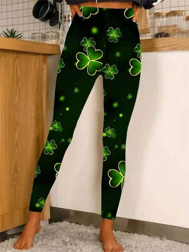 Clover Print Skinny Yoga Pants