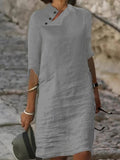 Women's Cotton Linen Solid Color Simple Maxi Dress