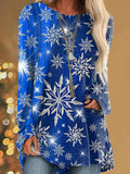 Women's Vintage Christmas Snowflake Pattern Casual Top