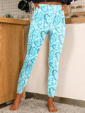 Women's Vintage Heart Sequin Print Casual Stretch Pants