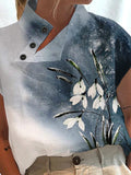 Women's Cotton Floral Plant Artistic Casual Top