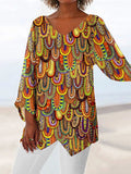 Women's Colorful Vintage Print Casual Top