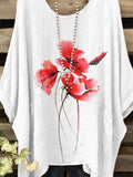 Women's Artistic Vintage Flower Pattern Casual Top