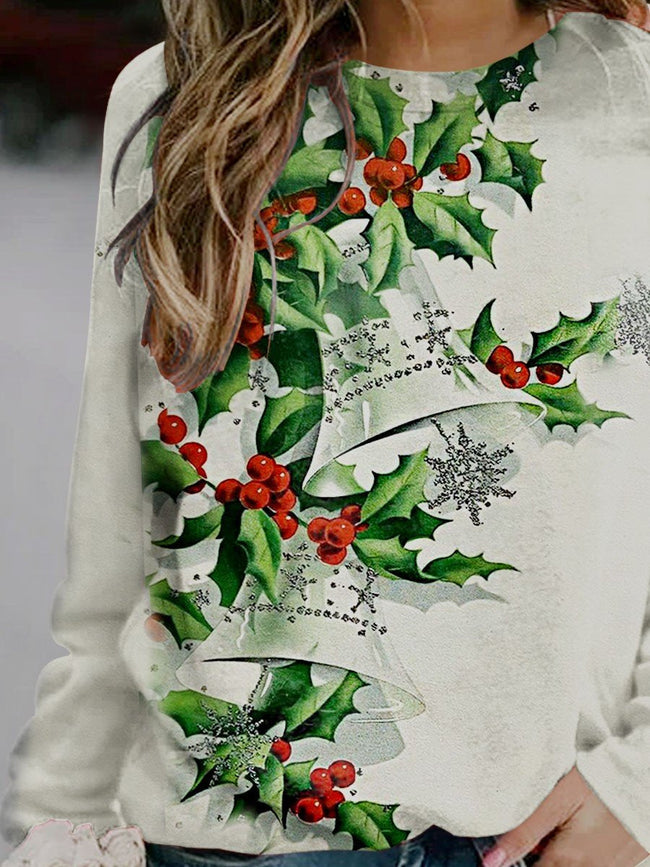 Women's Vintage Christmas Floral Print Casual Sweatshirt
