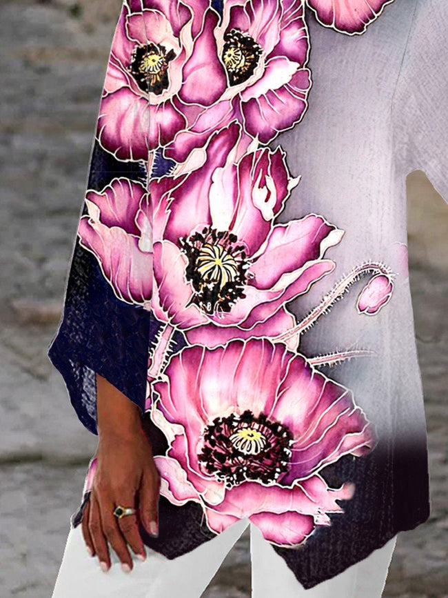 Women's Art Floral Print Casual Top