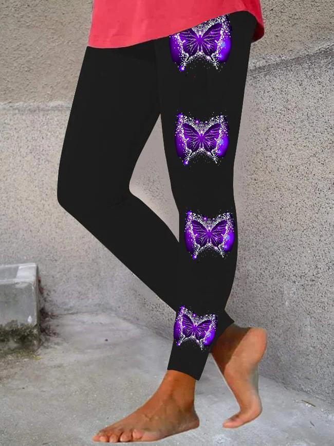 Women'S Glitter butterfly print leggings