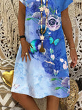 Women's Vintage Art Print Casual V-Neck Dress