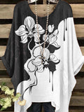 Women's Artistic Gradient Flower Ink Casual Top