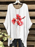 Women's Artistic Vintage Flower Pattern Casual Top