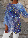 Women's Vintage Colorful Sequin Art Print Casual Top