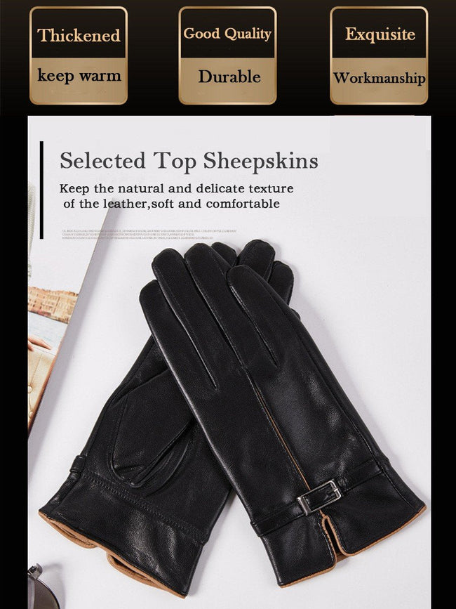 Women's Leather Thick Warm Winter Sheepskin Gloves