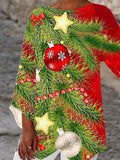 Women's Art Christmas Tree Print Casual Top