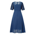 Women‘s Cocktail Party Dress Lace Dress Midi Dress Green Blue Purple Half Sleeve Floral Embroidery Lace Fall Spring Crew Neck Elegant Classic Wedding Guest 2023 S M L XL XXL 3XL