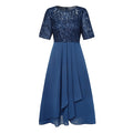 Women‘s Cocktail Party Dress Lace Dress Midi Dress Green Blue Purple Half Sleeve Floral Embroidery Lace Fall Spring Crew Neck Elegant Classic Wedding Guest 2023 S M L XL XXL 3XL