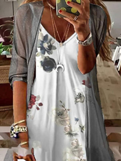 Women's Casual Dress Dress Set Two Piece Dress Long Dress Maxi Dress White Sleeveless Floral Print Spring Summer V Neck Basic Daily Date Vacation Loose Fit 2023 S M L XL XXL