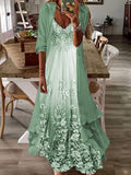 Women's Dress Set Two Piece Dress Long Dress Maxi Dress Purple Green Long Sleeve Floral Ruched Fall Spring V Neck Elegant Winter Dress Fall Dress 2023 S M L XL XXL 3XL