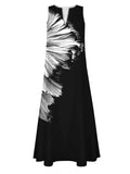 Women's Casual Dress Shift Dress Swing Dress Long Dress Maxi Dress White+Black Black Rainbow Sleeveless Flower Pocket Spring Summer V Neck Fashion Daily Vacation S M L XL